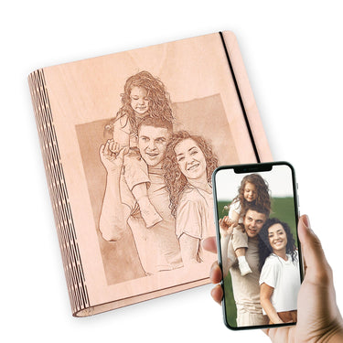 Päevik puidust kaantega - Teie fotoga 