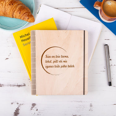 Märkmik puidust kaantega - Teie motiiv 