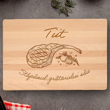 Graveeringuga massiivne kingilaud, motiiv Grillmeister 