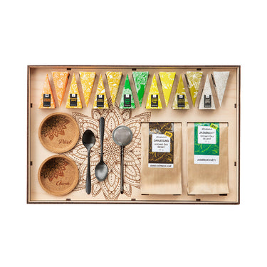 PREMIUM teekomplekt puidust karbis ja kohandatud motiiviga 