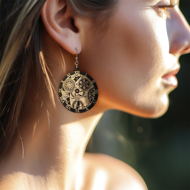 Puidust kõrvarõngad HOORAY Black Clockwork 