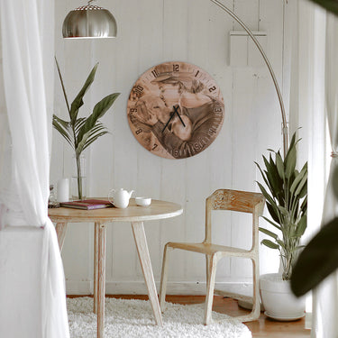 Puidust seinakellad - enda fotod, ümmargused 50 cm 